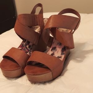 Madden Girl Tan Platform Wedge Sandals